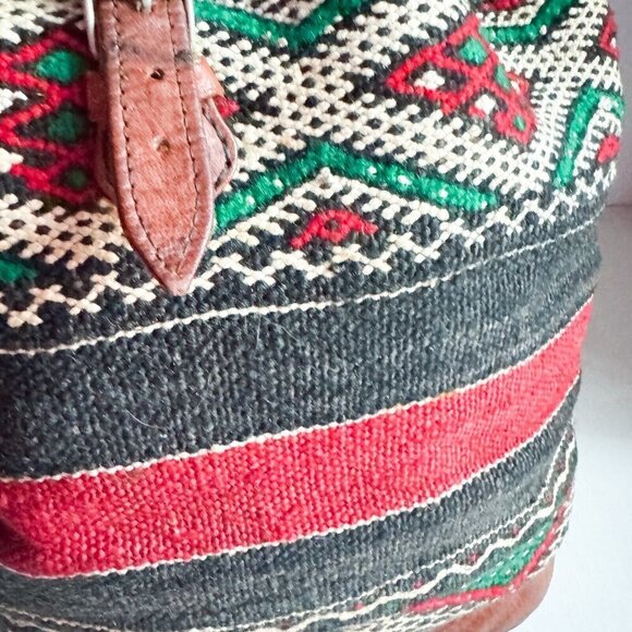 Vintage Handmade Ethnic Kilim Leather LArge Backpack main image 7